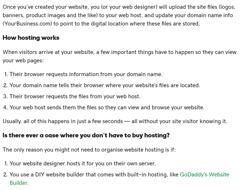 GoDaddy copywriting portfolio sample