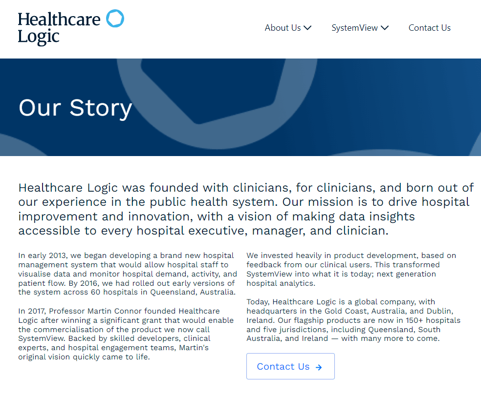 Healthcare Logic copywriting portfolio sample